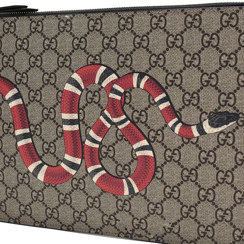 【20新款】gucci 古驰 男士珊瑚蛇印花图案人造帆布手