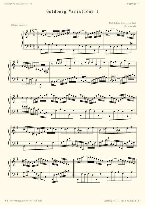 钢琴谱:goldberg variations-johann sebastian bach