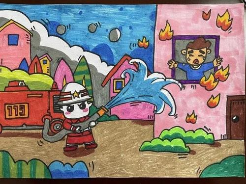 「119儿童消防绘画作品展播」孩子们眼中的消防,你绝对想不到