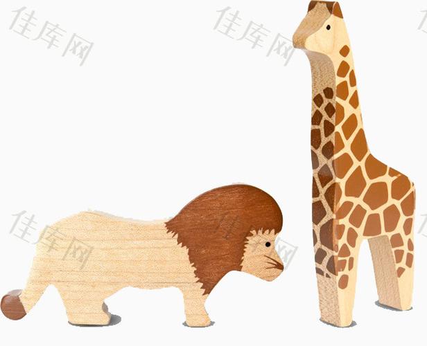 动物 卡通 手绘 彩色 可爱 长颈鹿 狮子