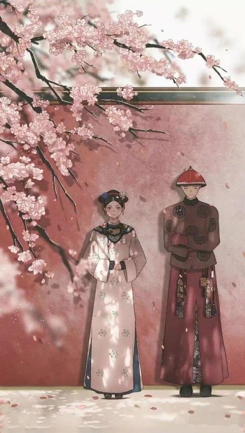 幸福不意味着凡事都完美,唯美古风古装情侣手机壁纸宫墙外花树下