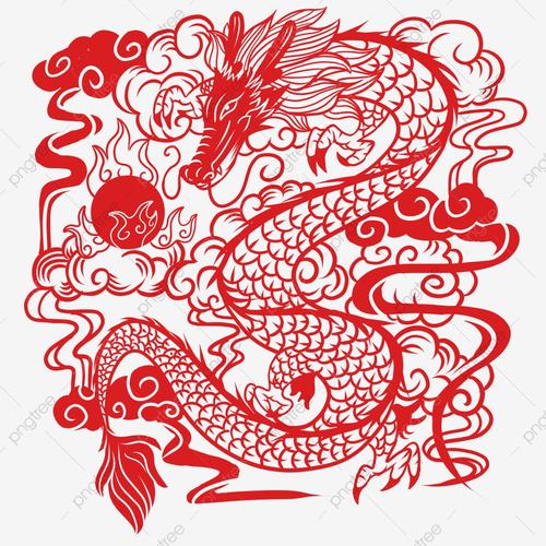 中国龙剪纸 免费向量图和png