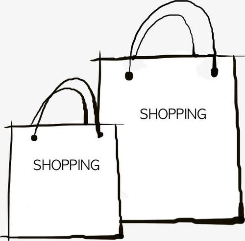 手绘黑色线条购物袋