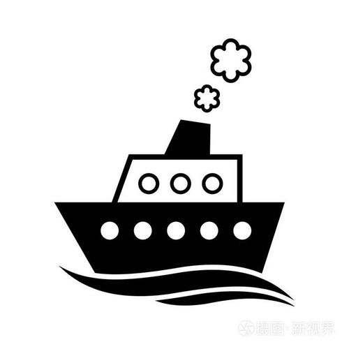 白色背景上的黑色的船矢量图标