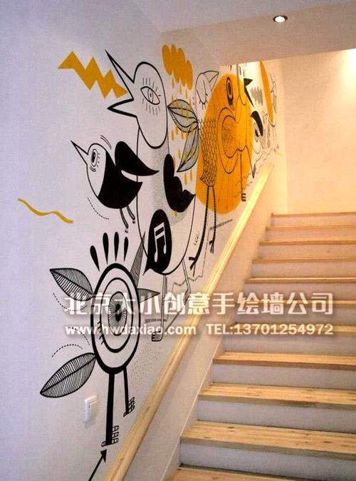 俏皮逗趣卡通走廊手绘墙壁画墙体彩绘