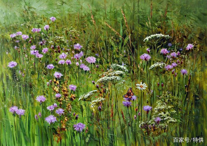 俄罗斯画家阿列克谢阿尼金油画作品赏析,《草地上的花儿》系列
