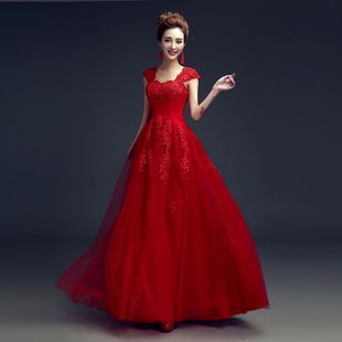 > 产品展示 > 2015新款红色长款新娘结婚婚纱礼服冬款敬酒服晚礼服