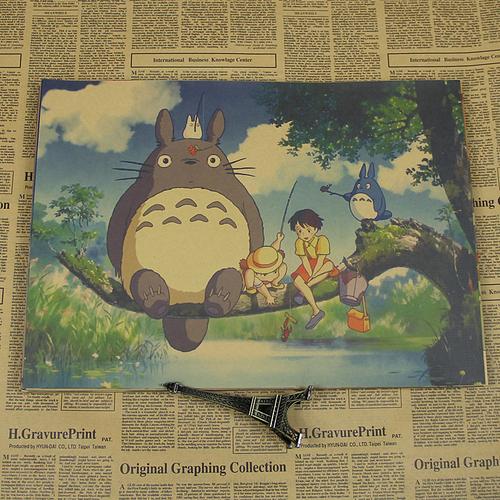 龙猫 复古牛皮纸宫崎骏电影海报 日本动漫漫画儿童房装饰招贴大画