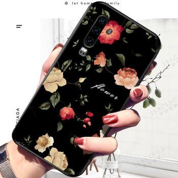 华为p30手机壳硅胶p30手机套女款保护套磨砂乔鸟优雅蔷薇华为p30手指