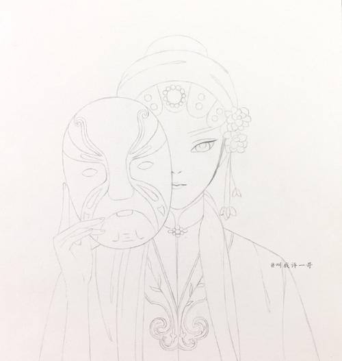 一组京剧花旦手绘水彩步骤图