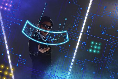 高科技logo创意摄影插画时尚男性科技vr眼镜插画
