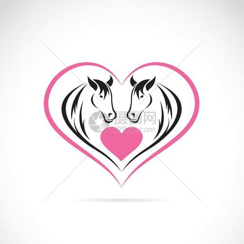 心形两匹马的矢量图像