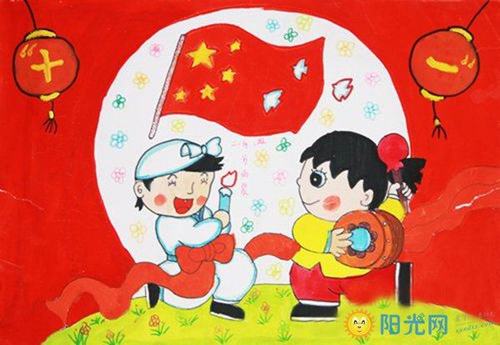2017小学二年级国庆节鲜艳的绘画