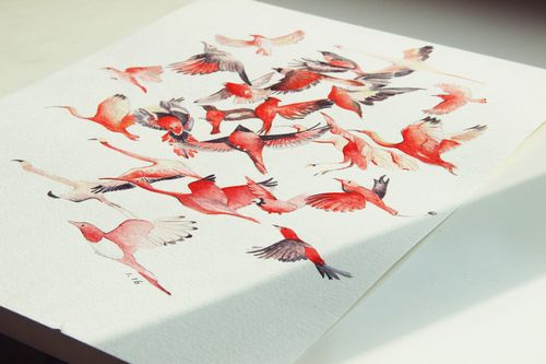 水彩鸟群临摹|插画|插画习作|两尾 - 原创作品 - 站酷 (zcool)