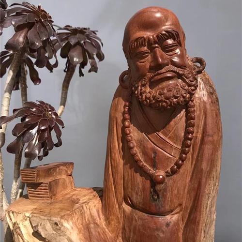 工艺品风化龙眼木木木雕达摩摆件根雕手工家居根雕