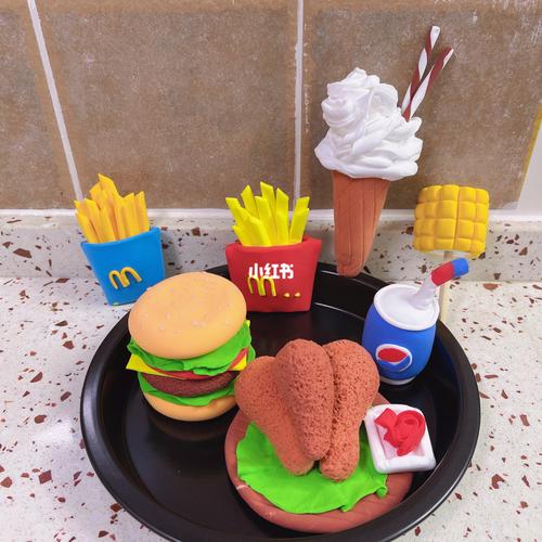 超轻粘土汉堡92粘土薯条93粘土冰激淋90玉米_粘土_玉米_冰激淋