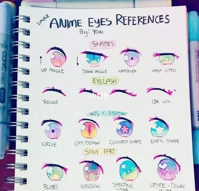 马克笔手绘|可爱女生眼睛插画素材