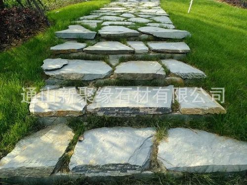 湖北松滋地区天然绿色青石板 校园人行道青石板 路面青石板