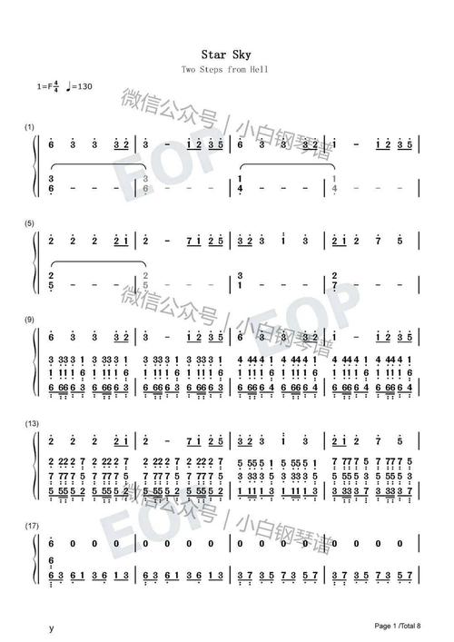 「琴谱|star sky」星空-抖音-two steps from hell(含