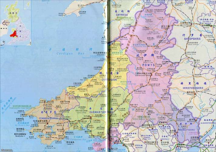 斯旺西_波伊斯_蒙茅斯地图_英国