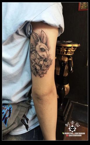 兔子纹身,#广西北海纹身##刺青猫纹身##纹身
