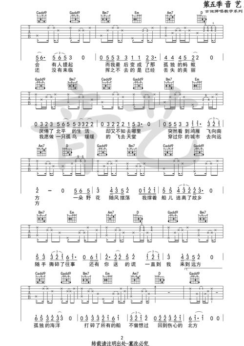 《北方》吉他谱