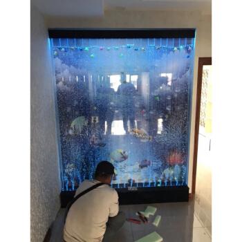 气泡墙大型水幕墙流水气泡墙亚克力水舞屏风创意玄关鱼缸隔断水族箱