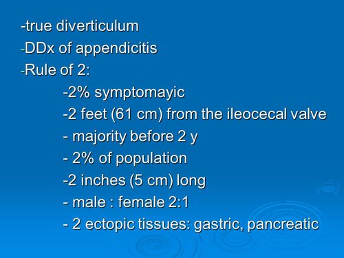 symptomayic -2% symptomayic -2 feet (61 cm) from the ileocecal