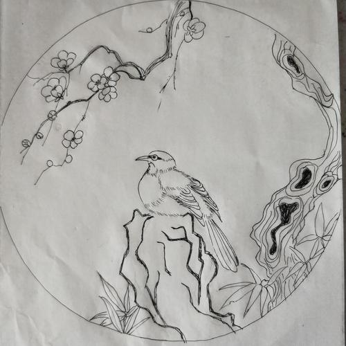 一幅工笔团扇线稿的始末