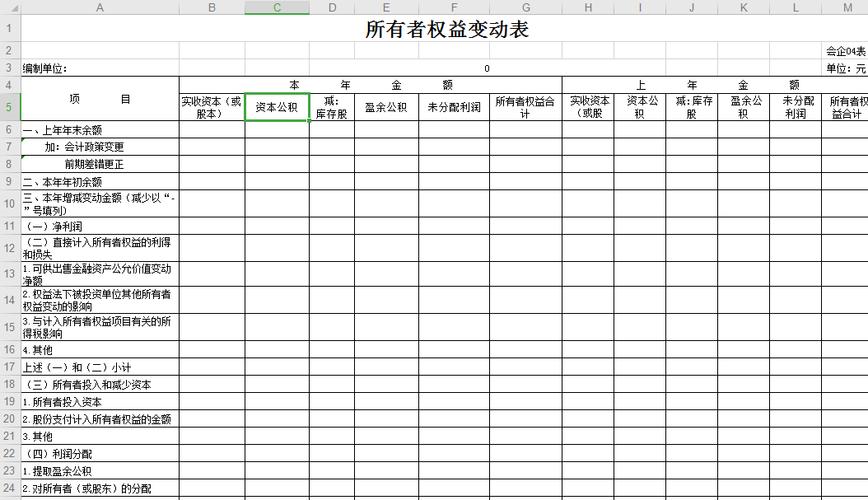企业所有者权益变动表2021