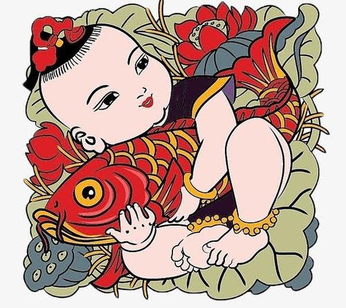 关键词 : 抱着,鲤鱼,年画,年画娃娃