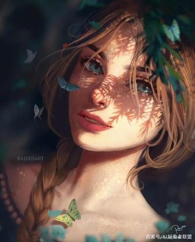 1444-raide 德国插画师 阳光下的少女无