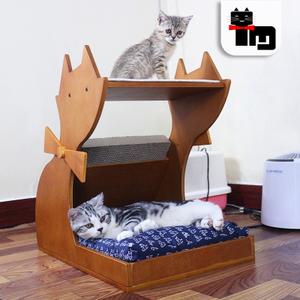 aicc宠物家具 实木材质宠物椅 圆形实木猫床猫窝猫咪伙伴宠物家具
