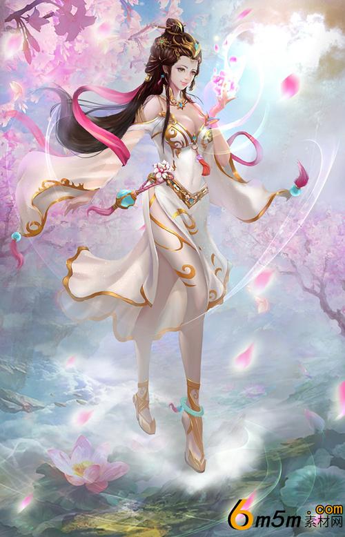 白衣桃林仙子古风角色高清原画插画分享