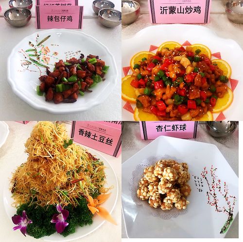 图为科三食堂评选出的最受欢迎创新菜品:辣包仔鸡  沂蒙山小炒鸡  香