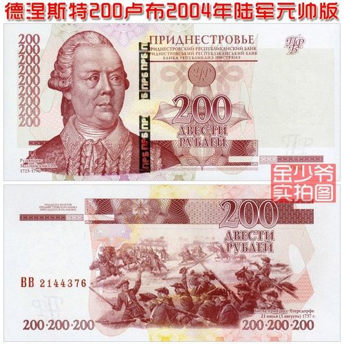 【特价全新】德涅斯特200卢布 外币 2004年 欧洲外币
