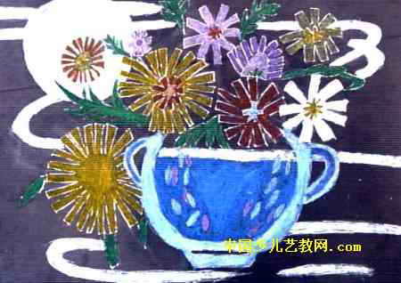 昙花一现_水粉画-查字典幼儿网儿童画