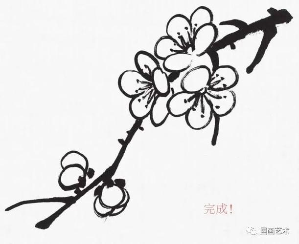 书画联盟丨学画梅花之花与枝的组合画法示范