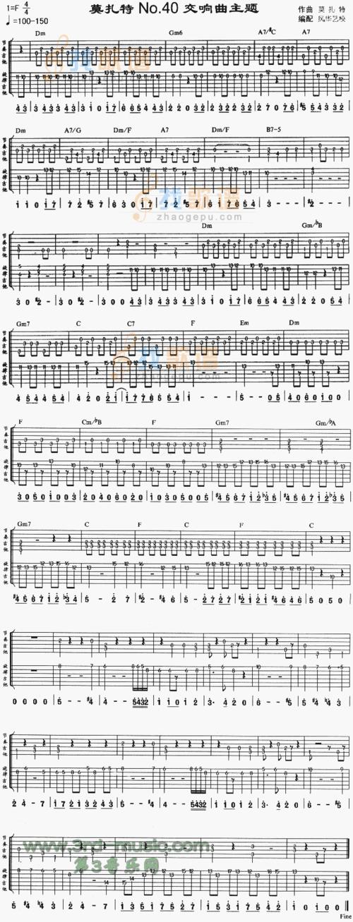 40交响曲主题(独奏曲)》吉他谱