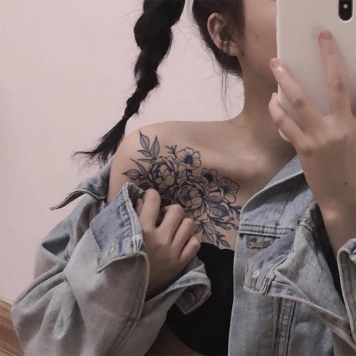 草本果汁花朵纹身贴胸前半永久果汁纹身贴防水男女纹身 果汁手臂花臂2