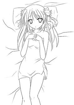 躺在床上的女孩卡通人物插画设计图片