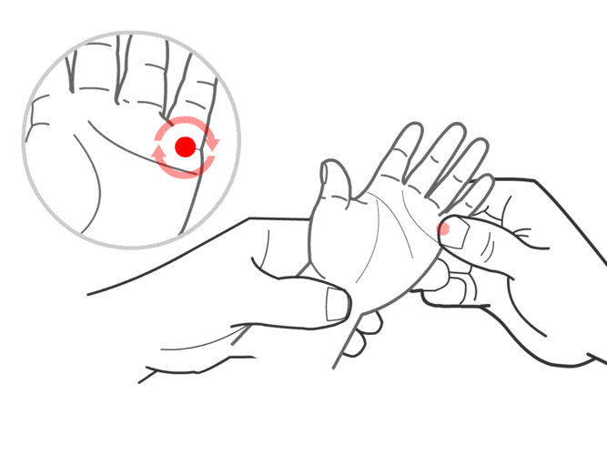 掌小横纹:喉咙带痰,气管炎什么的,就揉它