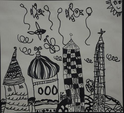 奇特的城堡简笔画点线面