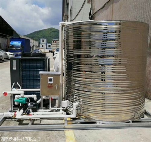 景睿学校5p空气能一体机安装,景睿空气源热泵热水器厂家
