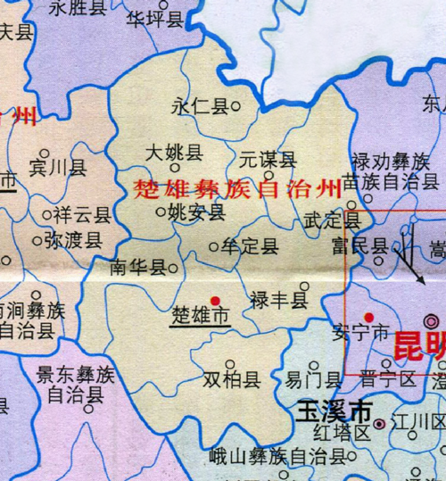 楚雄州人口分布图:楚雄市63.15万,元谋县20.15万