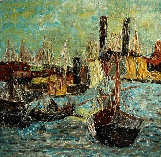 海上的渔船 布面油画 50*60cm 2015年