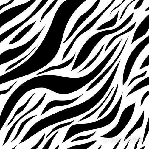 矢量无缝斑马纹理黑色和白色