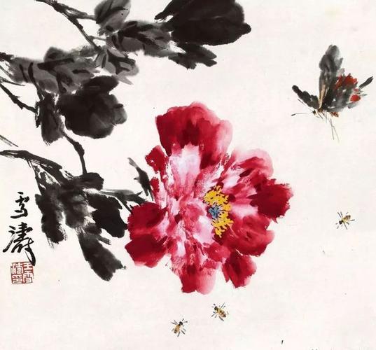 【国画教程】写意牡丹构图,画法及调色技巧!|水墨||花