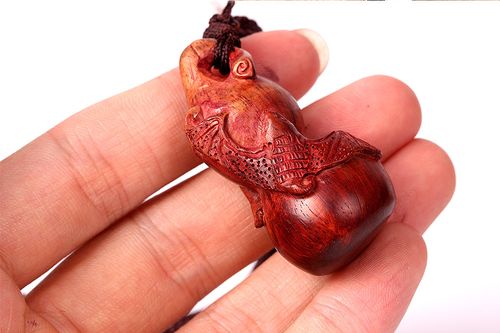 厂家直销 印度小叶紫檀 木雕手把件 蝙蝠葫芦 福禄 文玩工艺品