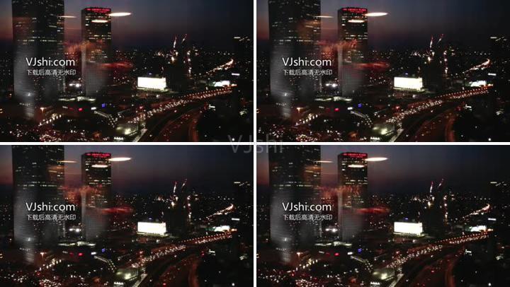 空景商务高楼窗户外的城市夜景